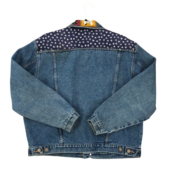 Vintage Patchwork Denim Jean Jacket Dalmatian Dog Quilt Size Large - Picture 4 of 9